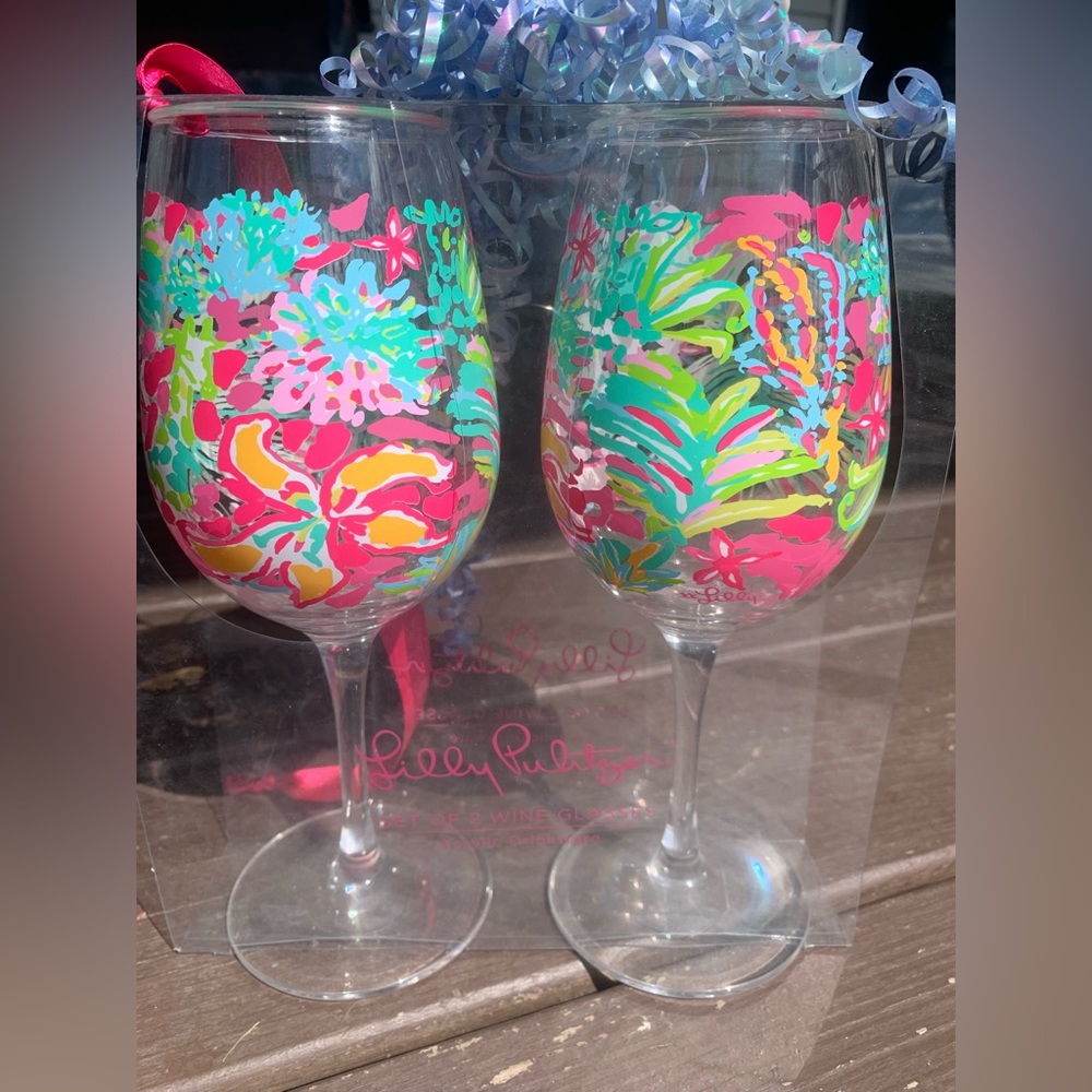 Lilly Pulitzer acrylic wine glasses